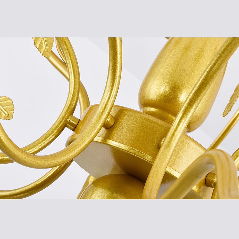 Curved Arm Metal Chandelier Light Fixtures Traditional Living Room Suspended Lighting Fixture