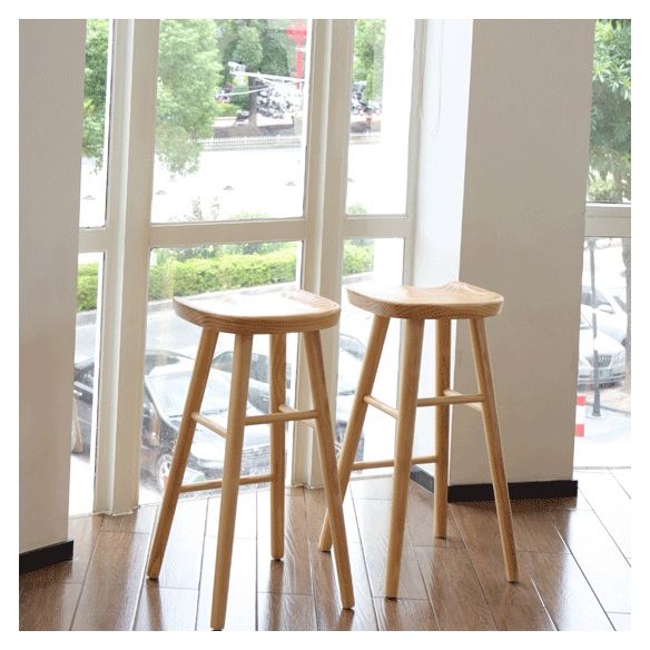 Industrial Style Bar-stool with Wooden Legs Saddle Seat Counter Stool for Kitchen Bar