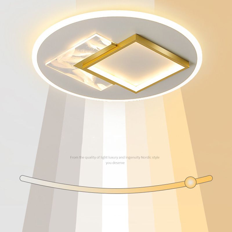 White and Gold LED Flush Mount in Modern Concise Style Acrylic Feather Ceiling Light for Living Room