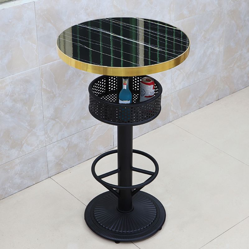 Industrial Wood Top Bistro Table Matte Finish Bar Table for Small Places