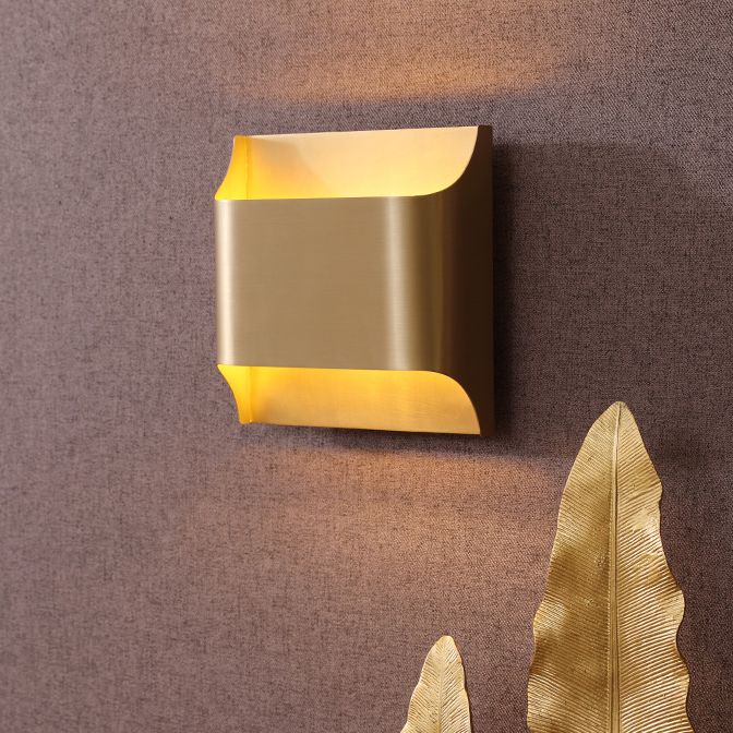 Rectangular Brass Sconces Wall Lights Modern Style 1-Light Wall Sconce Light Fixtures