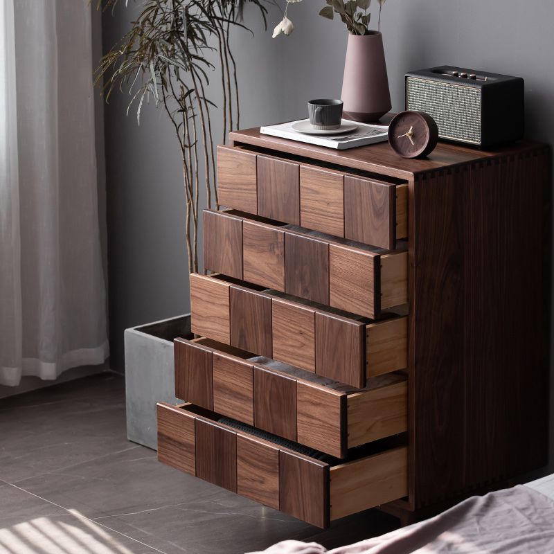 37.40" Tall Wood Accent Cabinet 5-Drawer Rectangular Accent Chest