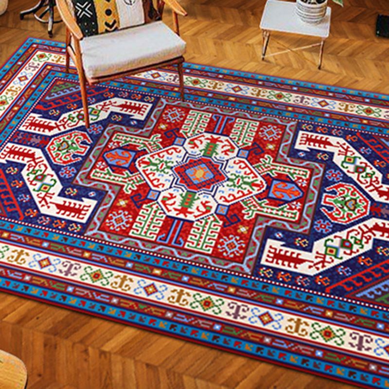 Bohemian Multicolor Carpet Polyester Area Carpet Stain Resistant Rug for Living Room