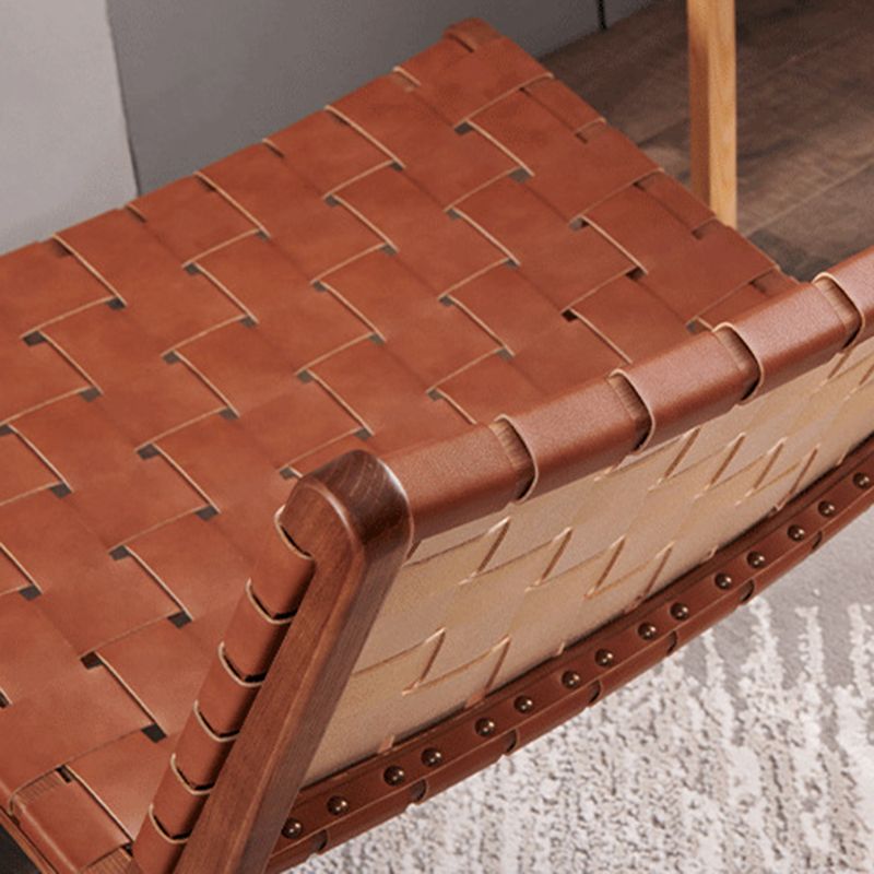 25.59" L x 31.88" W x 25.98" H Brown/Nautral Woven Accent Chair Solid Wood Lounge Chair