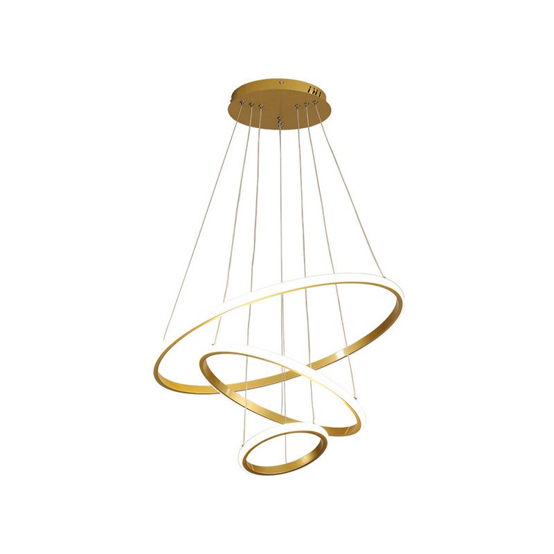 3-Light Suspended Lighting Fixture Minimalist Style Ring Shape Metal Chandelier Lamp