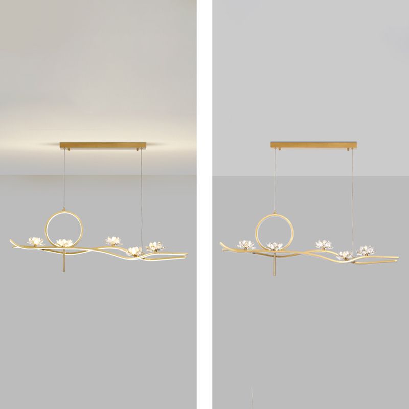 Luces colgantes colgantes de metal dorado lámparas colgantes lineales contemporáneas para comedor