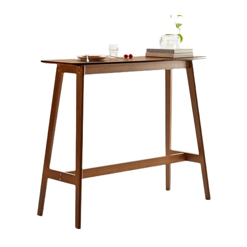 Modern Bamboo Rectangle Pub Table with Trestle for Living Room
