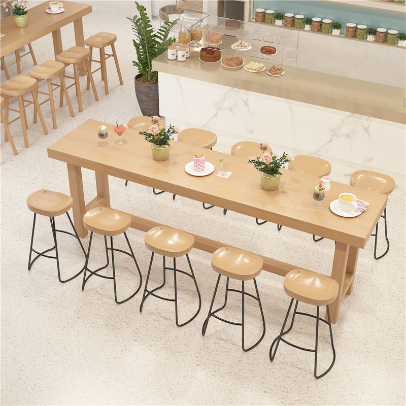 Contemporary Rectangle Bar Dining Table Indoor Wood Bar Table in Light Brown