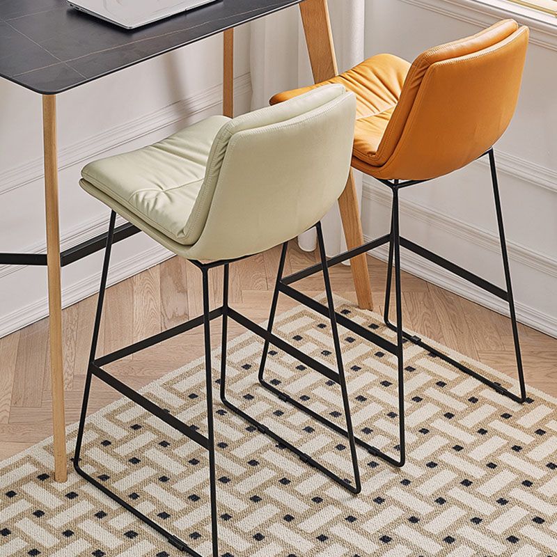 Scandinavian Matte Finish Upholstered Barstool Footrest Coffee Shop Stool