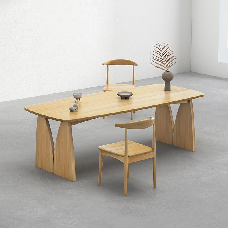 Modern 1/2/3/4 Pieces Rectangle Dining Set Solid Wood Top Dining Table with Chairs