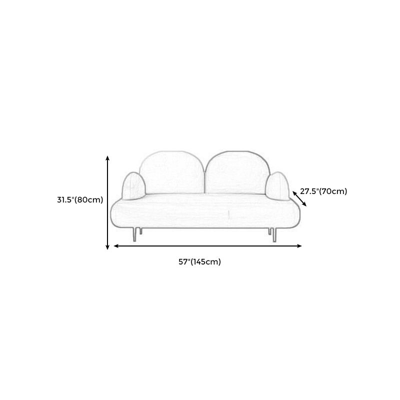 Modern Curved 4 Metal Legs Sofa Faux Leather Recessed Arm Sofa
