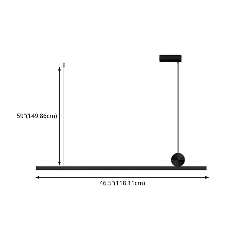 Contemporary Island Lighting Linear Island Lighting Hanging Light in Black