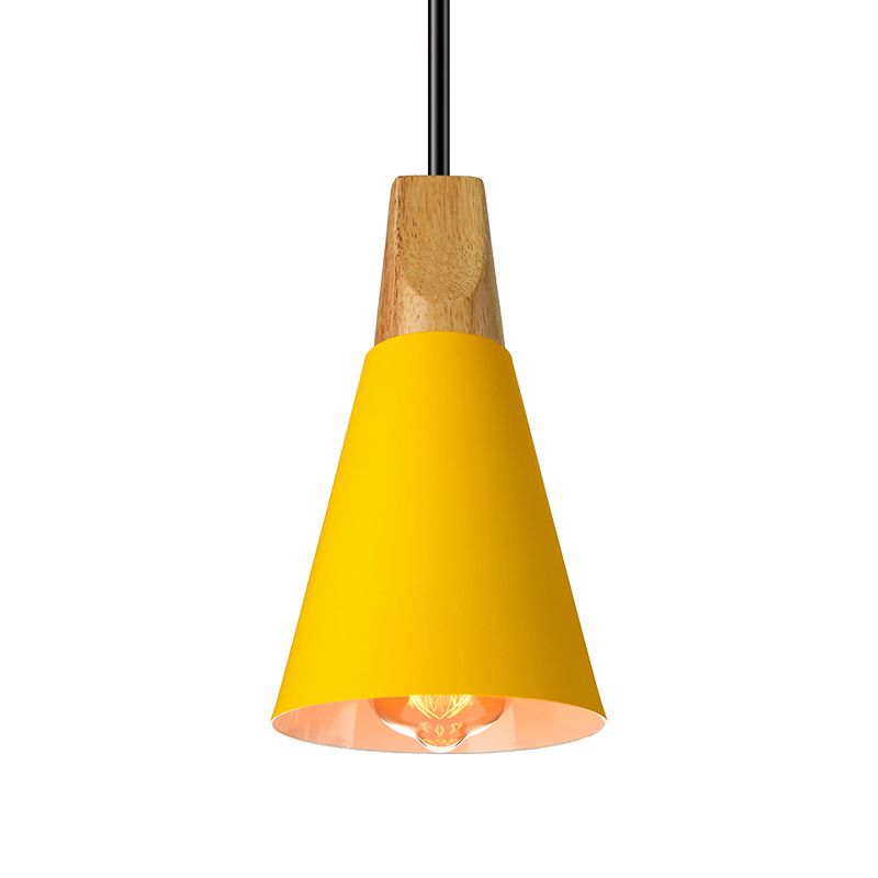 5,5 "/8,5"/10 "w 1 lampadina a sospensione con sfumatura conica in metallo contemporaneo cucina impiccato in grigio/argento/giallo