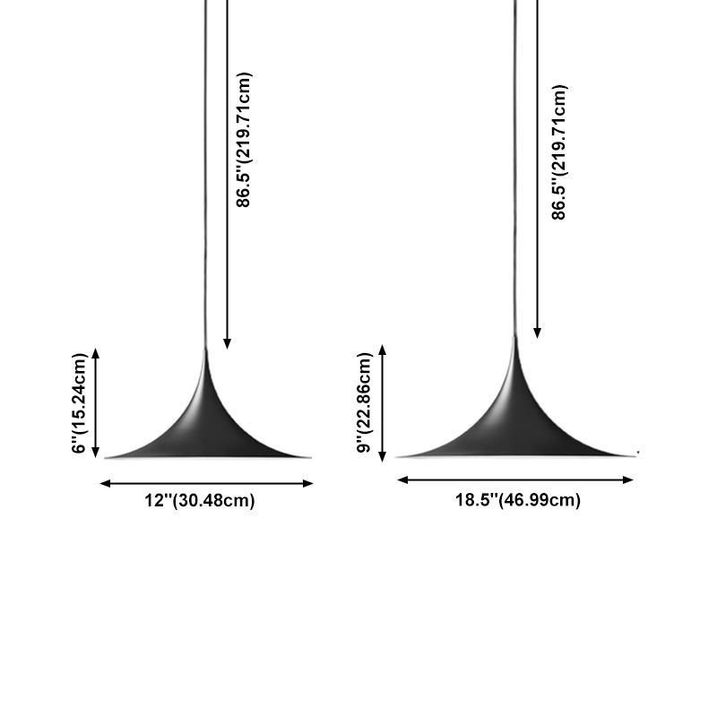 Accesorios de iluminación colgante de trompeta Lámpara de suspensión moderna de 1 luces con sombra de metal