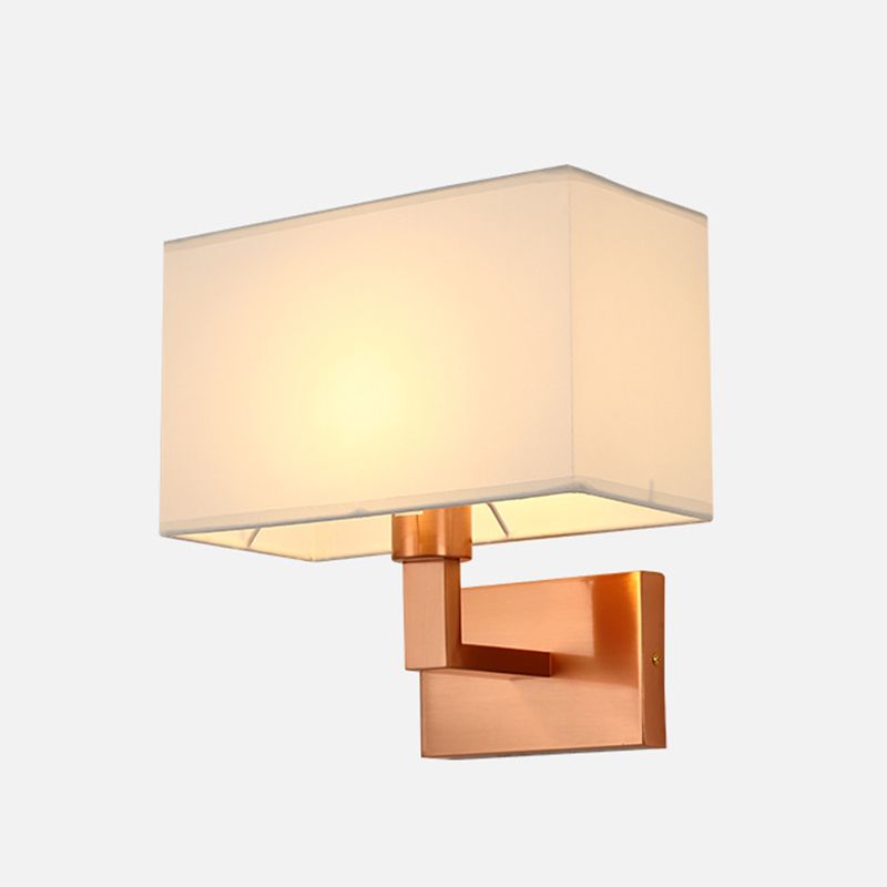 Modern Wall Sconce Metal Rectangle Shape Wall Light with Fabric Shade for Bedroom
