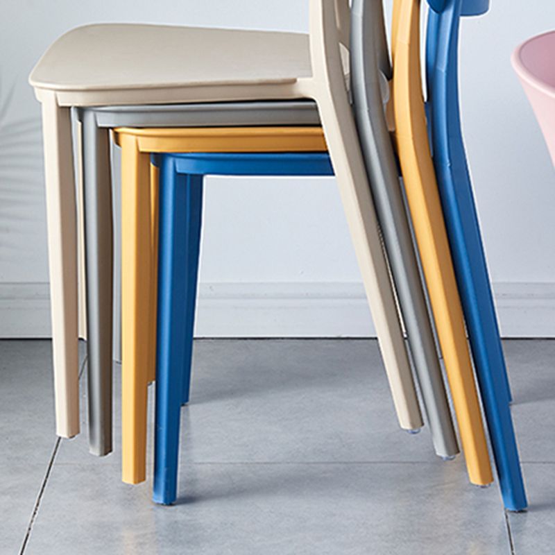 Scandinavian Home Plastic Side Chair Matte Finish Open Back Dining Chair (Set of 4)
