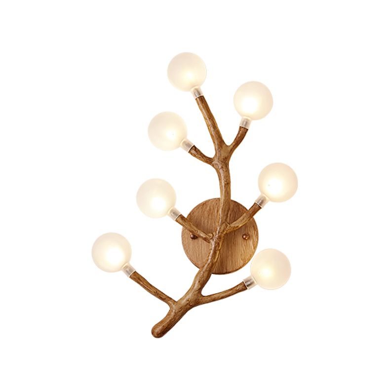 Japanese Style Glass Wall Light Branch Shape 7 Lights Wall Sconce for Bedroom