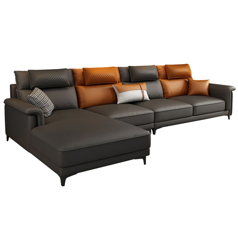 Pillow Top Arm Contemporary Back Settee Couch with Pillows in Gray