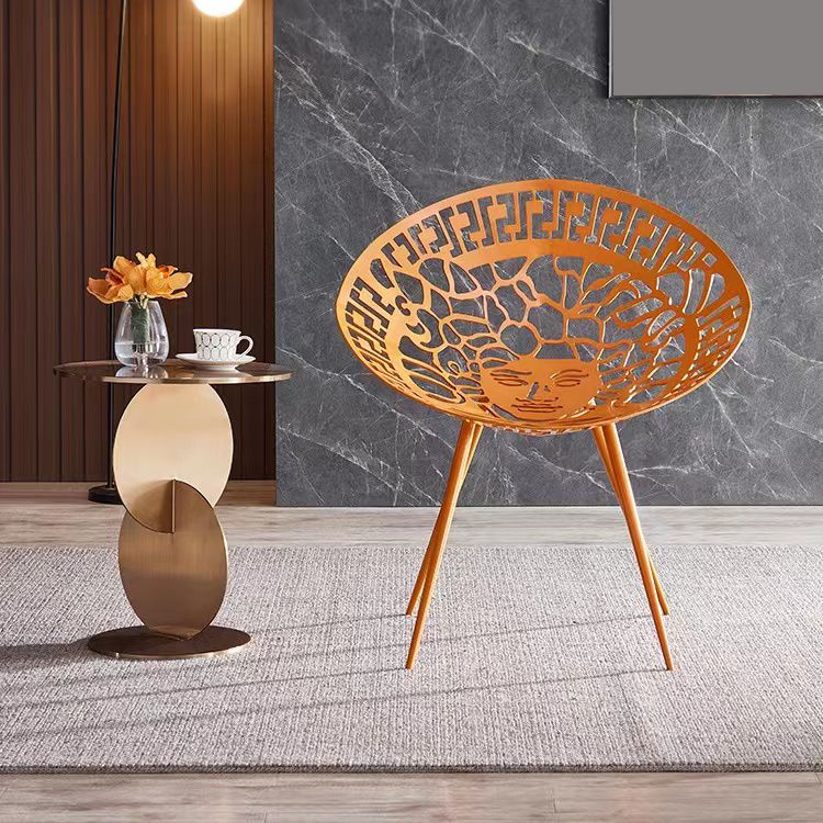 Mid-century Modern Style Pedestal Base Metal Table Round Side Table