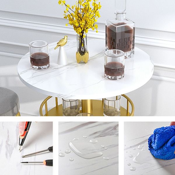 1/2/3 Piece Marble Bar Pub Table Set Matte Finish Glam Bar Stool and Table Set