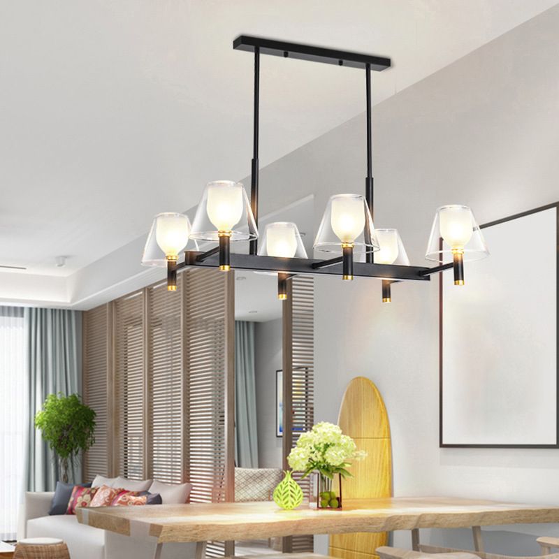 Industrial Sputnik Island Lighting Fixtures Glass Island Lighting in Black