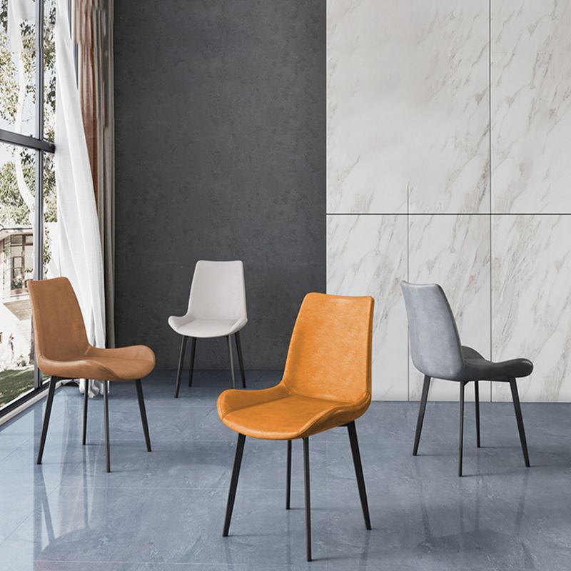 Leather Contemporary Restaurant Side Chair Parsons Matte Finish Dining Chair with Black Legs
