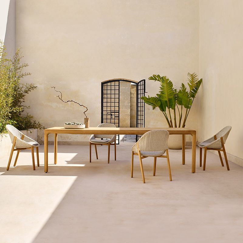 Contemporary Open Back Dining Armchair Solid Wood Outdoors Dining Chairs