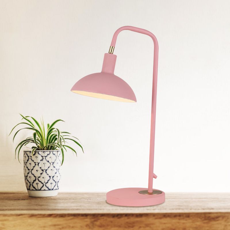 Metallic Dome Shade Nightstand Lamp Nordic 1 Bulb Pink/Yellow/Blue Table Light for Bedside