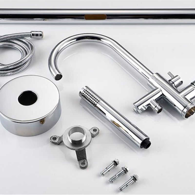 Traditional Floor Mounted Metal Freestanding Tub Filler High Arc Freestanding Faucet