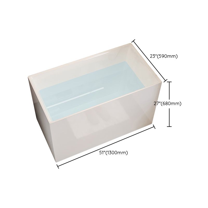 Modern Acrylic Rectangular Soaking Bathtub 26.77" Tall White Bathtub