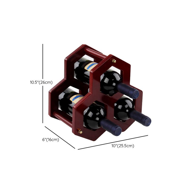 Mid-Century Modern Wine Bottle Rack Tabletop Solid Wood Bottle Holder in Torched Brown