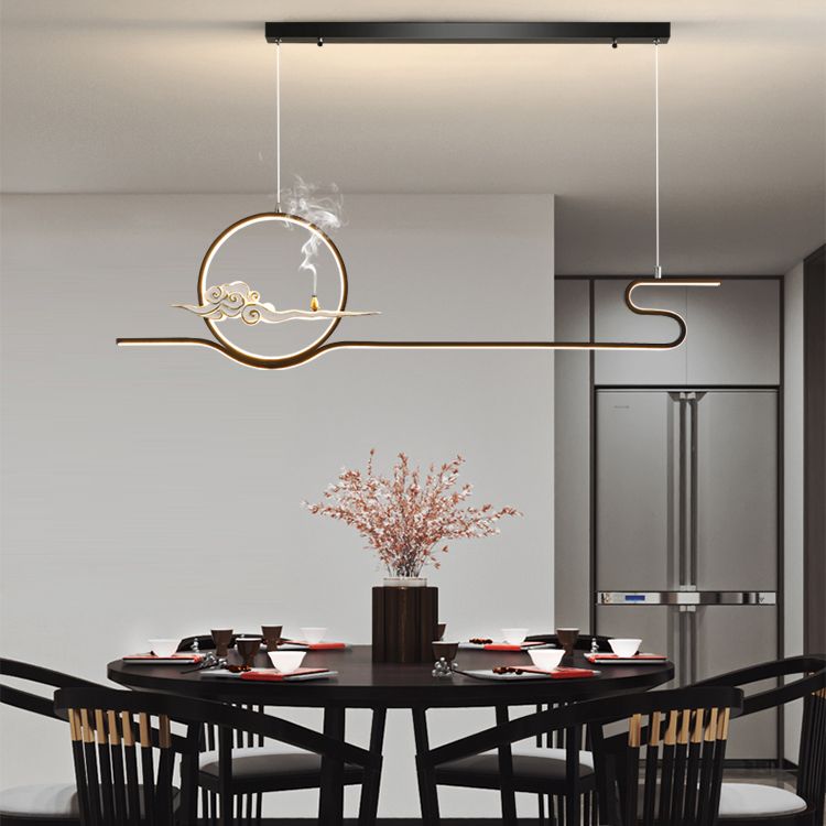 Modern Chandelier Linear Aluminum Island Chandelier Lights for Tea Room