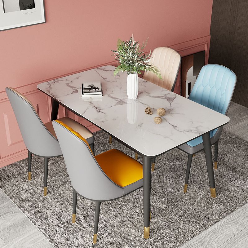 Scandinavian Rubber Wood Shelf Dining Table Rectangle Formal Dinette Set for Kitchen