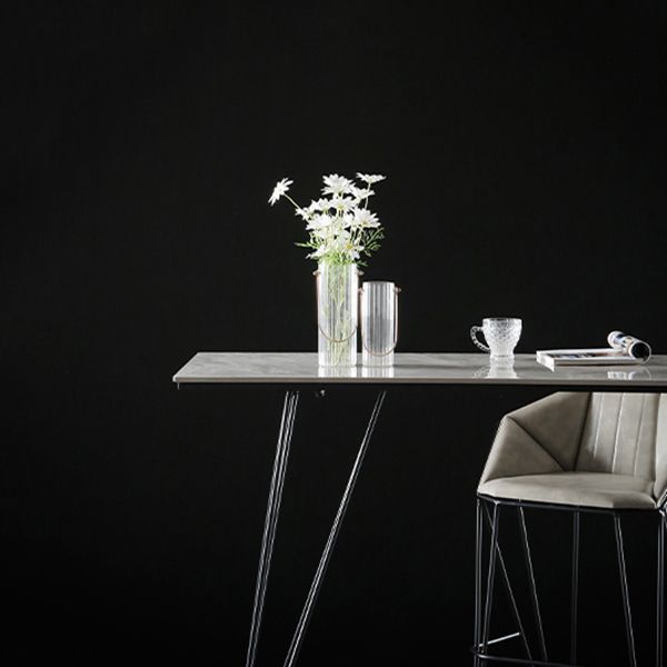 Modern Bar Table Set 1/2/3 Pieces Rectangle Stone Counter Table with High Stools