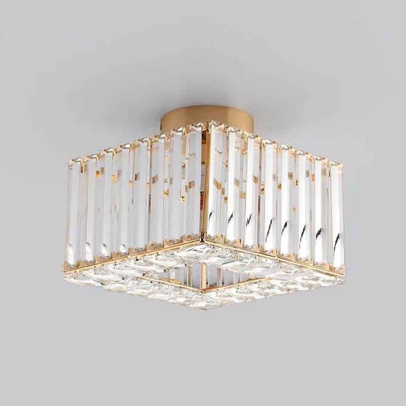 1-Light Modern Style Flush Mount Crystal Ceiling Light for Aisle
