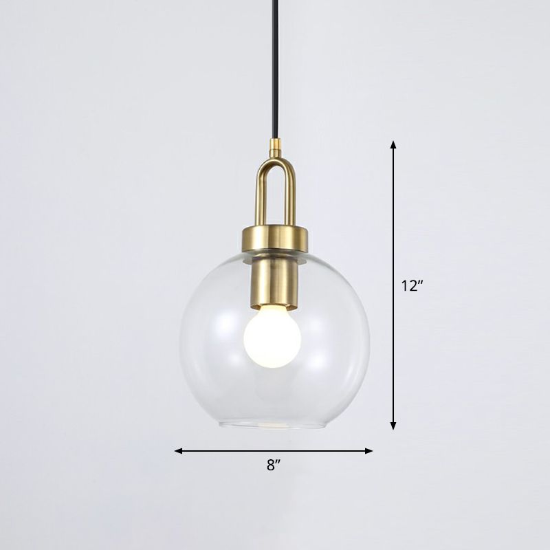 Sfera Lampada a sospensione Stile Simple Stile Glass 1 Lampada del soffitto finitura in ottone per sala da pranzo