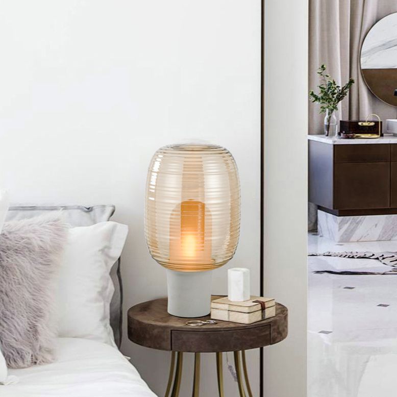 Postmodern Capsule Shade Table Lamp Glass 1 Head Bedroom Nightstand Light