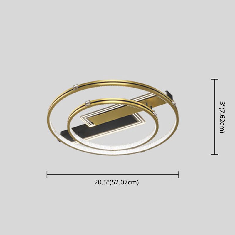 Gouden dubbele ring Noordse stijl plafondverlichting armatuur ijzer kunst acryl tint led spoeling mount licht voor woonkamer