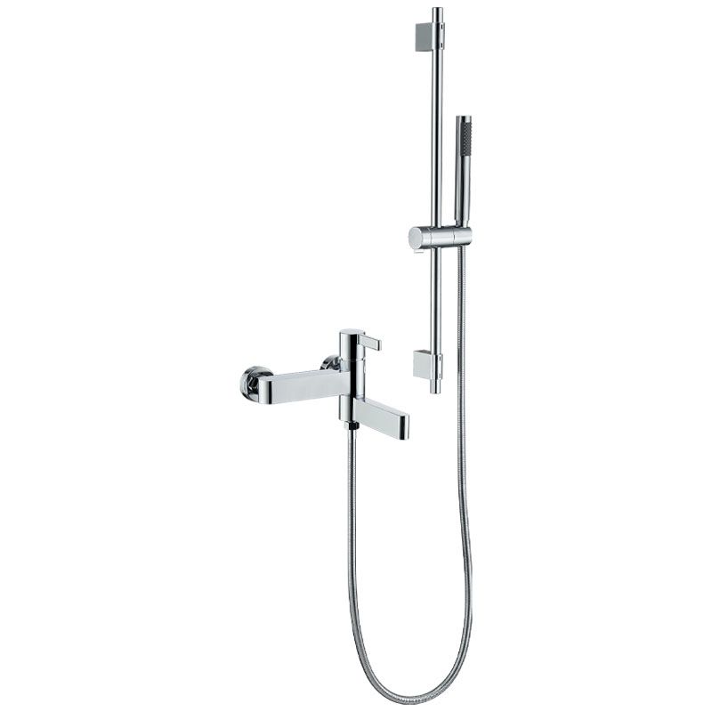 Contemporary Chrome Bath Faucet Trim Swivel Wall Mounted with Hand Shower