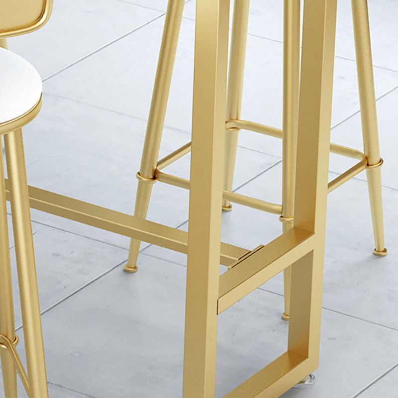 Metal Base Bar Table Rectangular Stone Top Bistro Pub Table with Gold Base