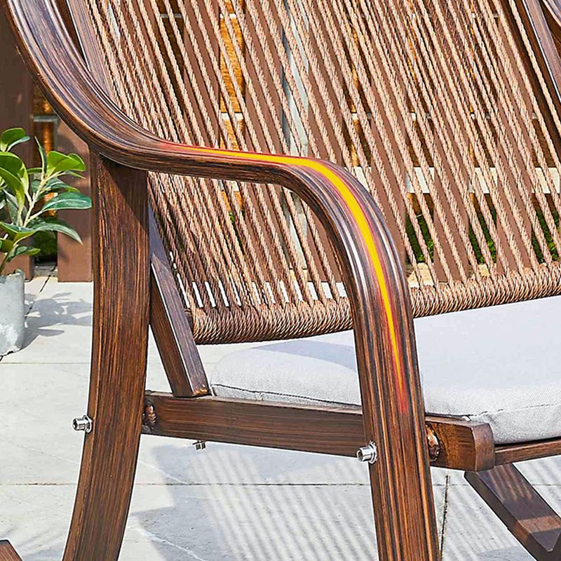 Contemporary Rocking Chair Rattan Trapezoidal Back Solid Color Porch Rocking Chair