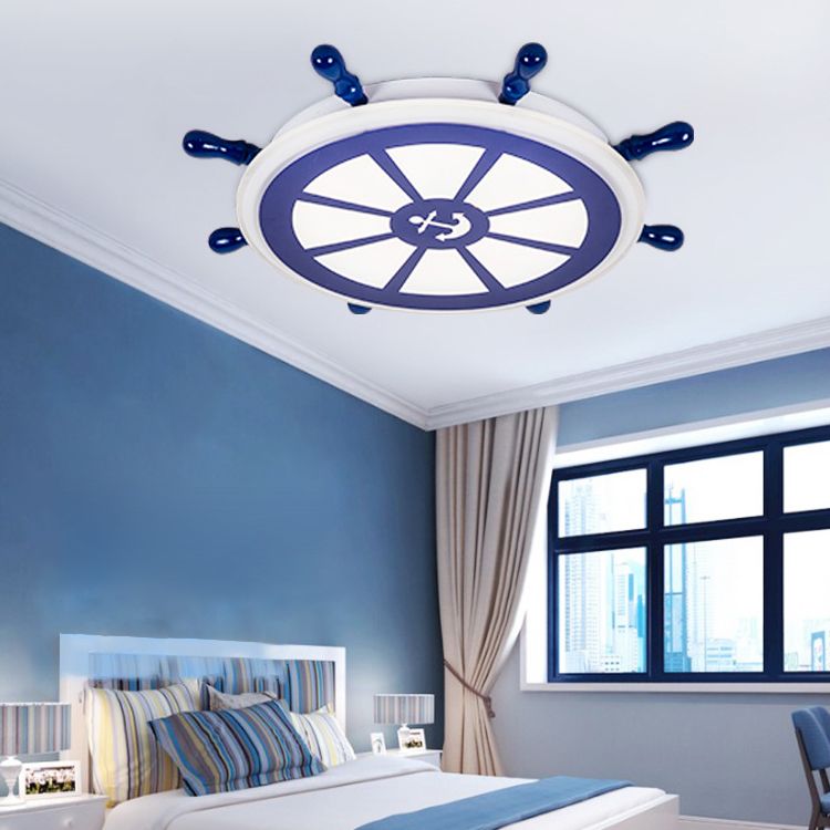 Plafonnier LED circulaire créatif pour enfants, montage encastré avec barre en bois et abat-jour en acrylique