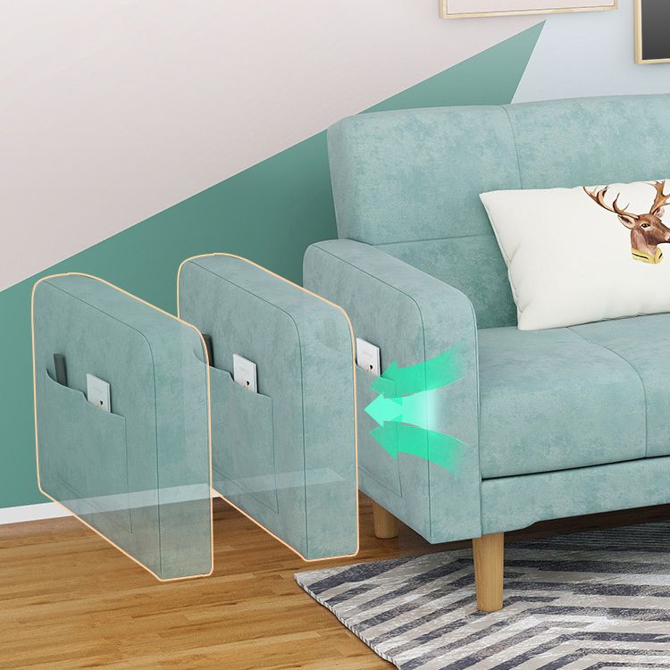 Contemporary Convertible Footrest Stool Sofa Bed with Storage and Square Arms