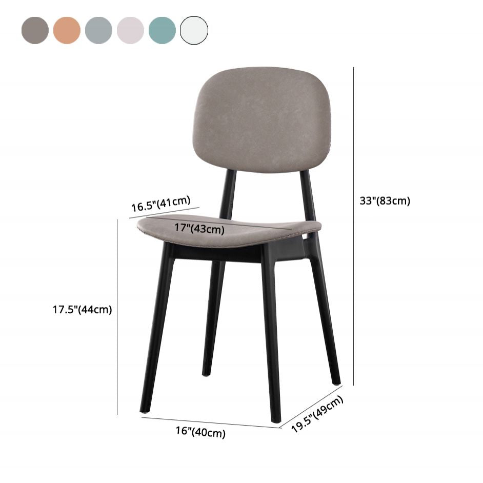Chaises de salle à manger sans bras en cuir PU, chaise latérale à dossier ouvert avec pieds en plastique