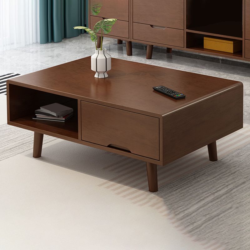 Rectangular/square 4 Legs Base Solid Wood Table Nordic Style Coffee Table