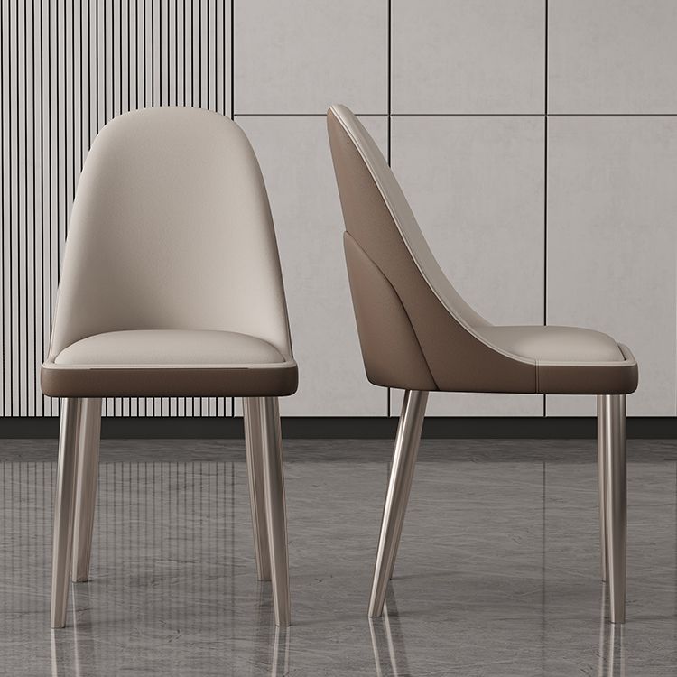 Faux Leather Armless Dining Chairs Glam Side Chairs with Metal Base