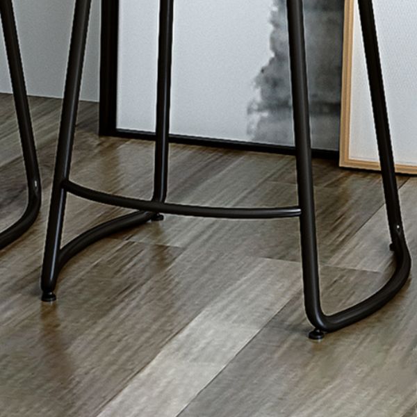 Modern Armless Backless Counter Stool Iron Dining Room Bar Stool with Wooden Seat
