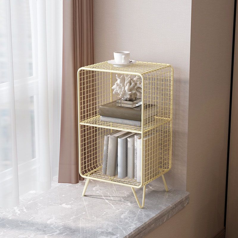 12" D Metal Frame Bookshelf Modern Closed Storage Bookcase for Bedroom