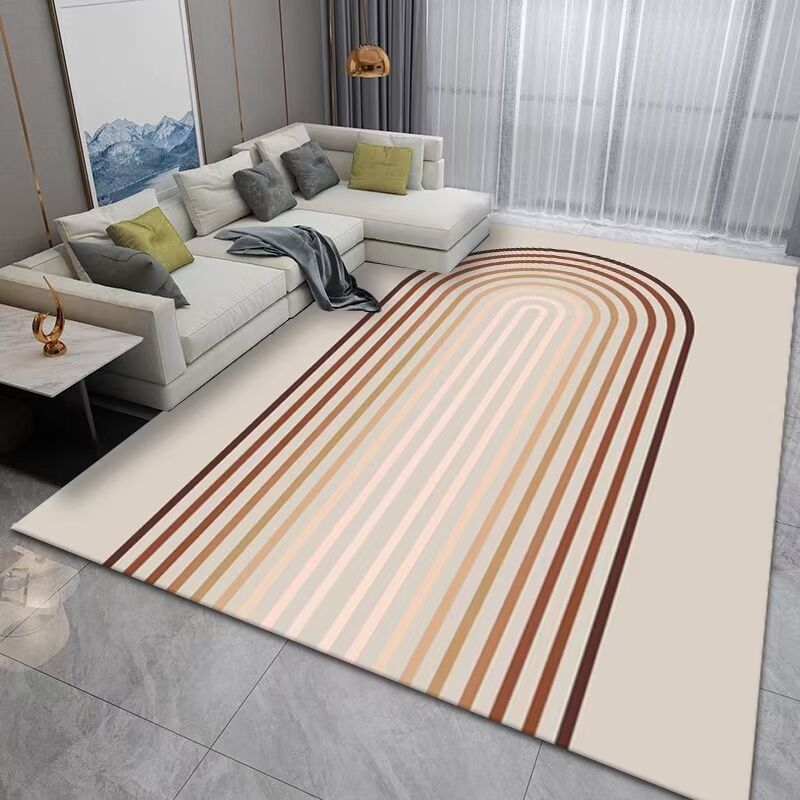 Dark Modern Rug Polyester Striped Rug Washable Rug for Home Decor
