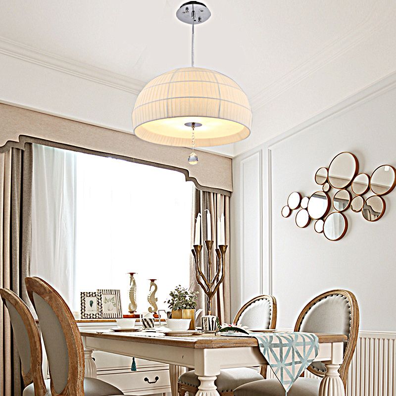 Minimalism Domed Hanging Light with Acrylic Diffuser 5 Lights Bedroom Chandelier Light Fixture in White